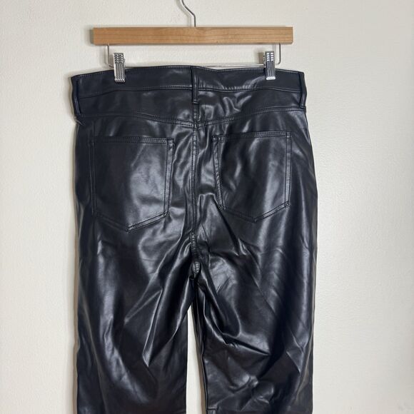 GAP Pants Womens 32 Black 70s Flare High Rise Faux Leather Retro Boho Style - Picture 12 of 13